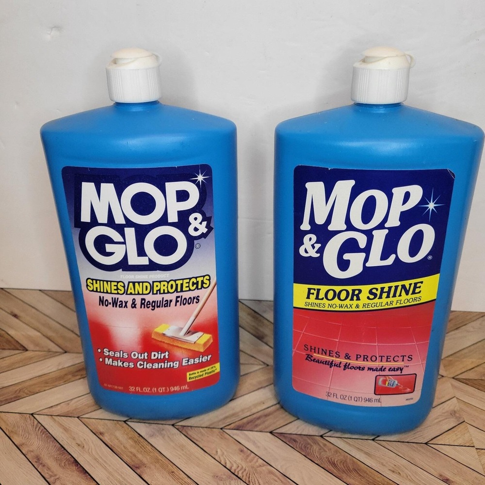 Vintage Lot 2 Original Mop & Glo Floor Shine Cleaner 32oz 1QT (FULL & 90% FULL)